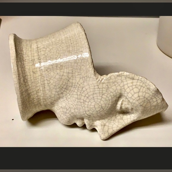 Vintage Glazed Pottery Greco Roman Androgynous Face Archaic Smile Planter Vase - Picture 7 of 11